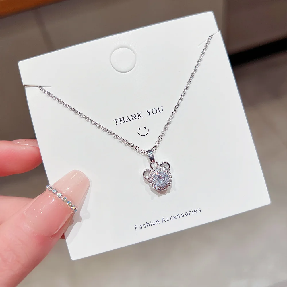 

Cute Anime Necklaces For Women Luxury Crystals Bear Mouse Pendant Necklace 2022 New Clavicle Chain Fashion Jewelry Wholesale