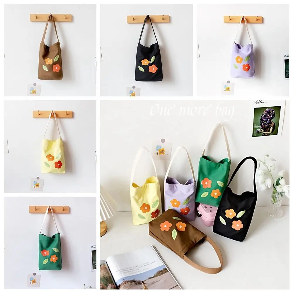 

Graffiti Flower Canvas Bucket Bag Cute All-match Large Capacity Small Tote Bag Print Outdoor