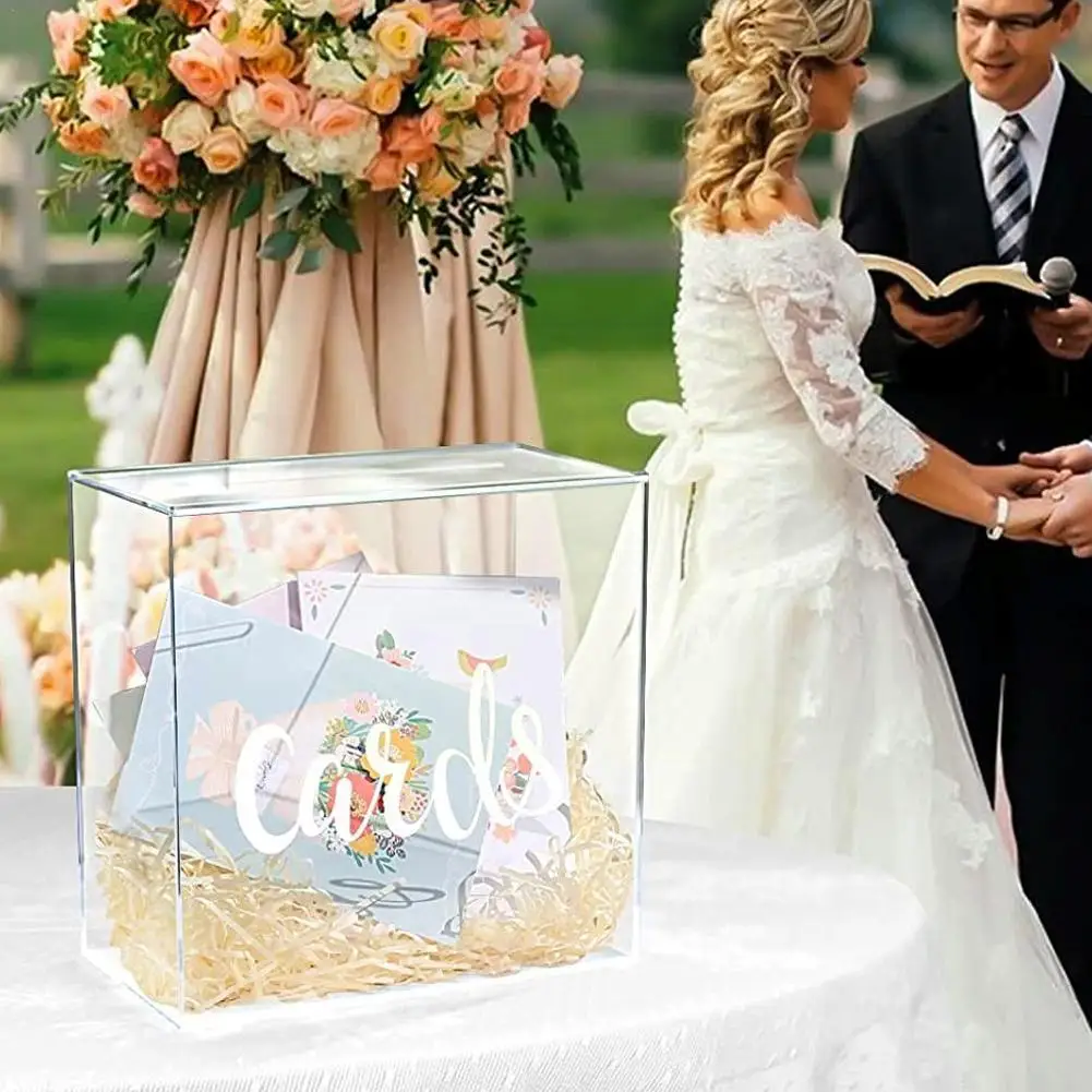 

Acrylic Card Box Wedding Supplies Money Box Holder For Marriage Reception Anniversary Shower Birthday Decorations Gifts P3Y4