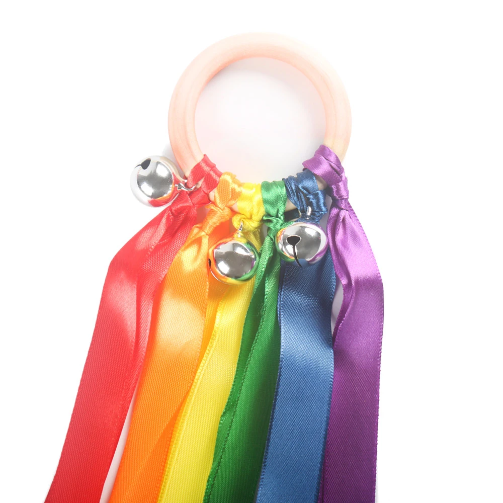 

Montessori Sensory Toy Child Instruments Bells Baby Ribbon Ring Rattle Newborns Color Sorting Sensorial Materials G1984H