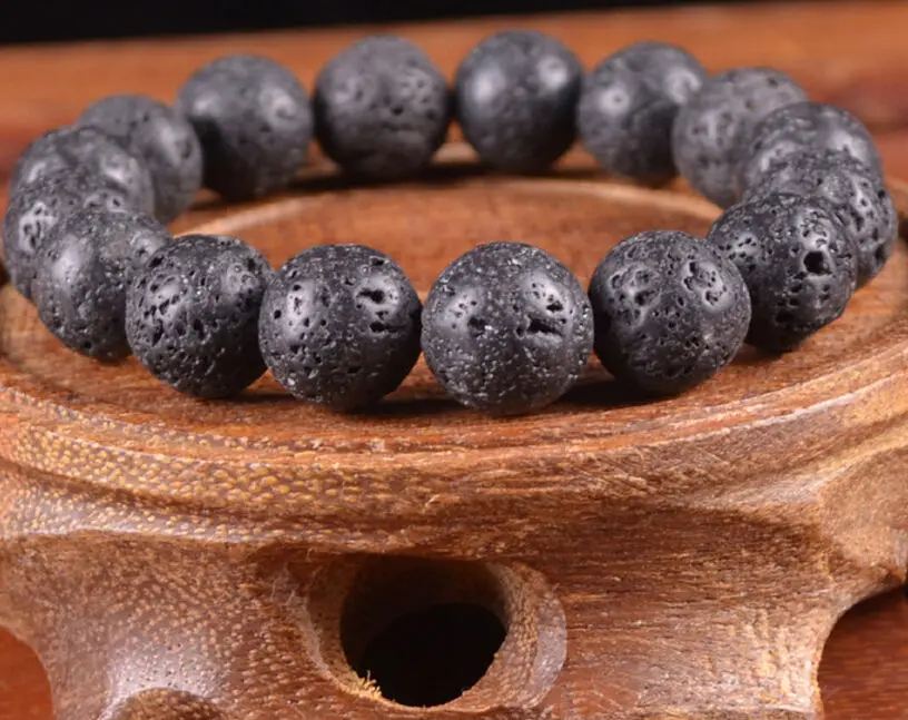 10 мм лавовый камень мала Эластичные Браслеты Мужская обертка очаровательные