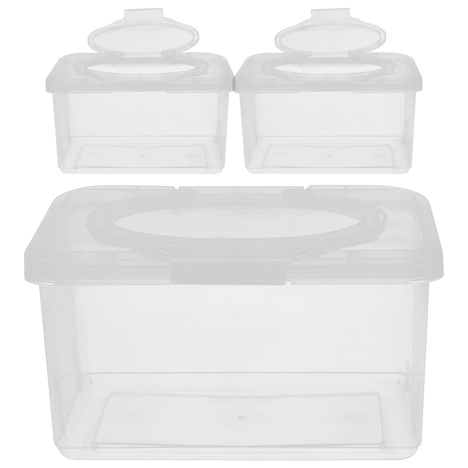 

3 Pcs Facial Tissue Box Portable Baby Wipes Dispensers Holder Case Plastic Container Small Suitcase