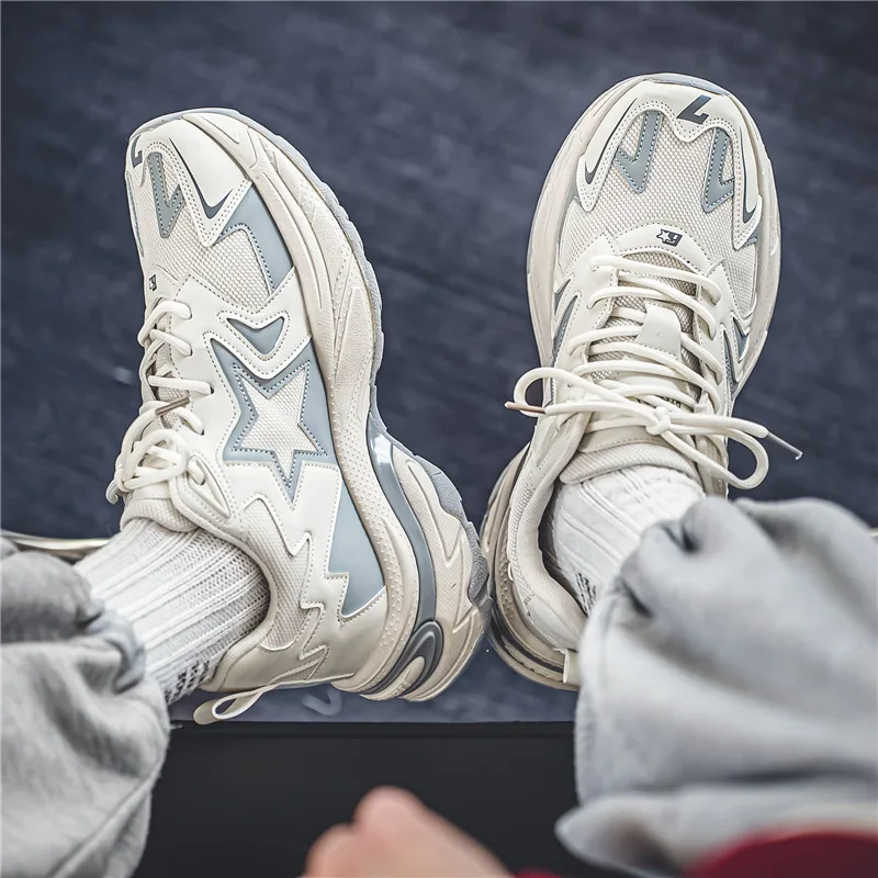 Осенние мужские повседневные кроссовки со звездами винтажная обувь на платформе