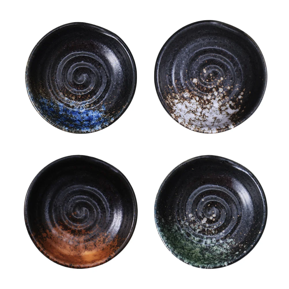 

4pcs Ceramic Small Dishes Sauce Dishes Practical Sauce Dishes for Home (Assorted Color)