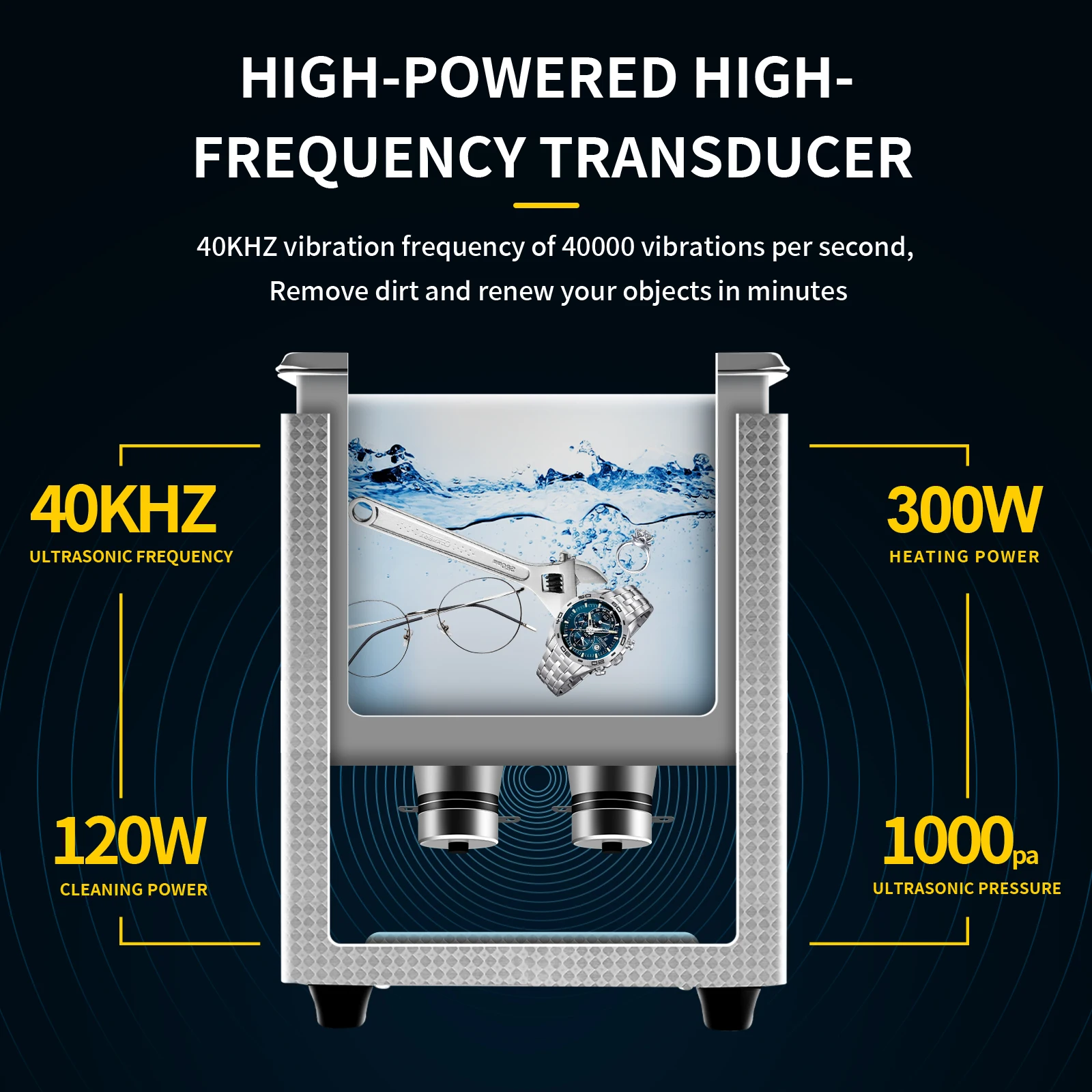Фото ACMESONIC 3л 120 Вт 40 кГц ультразвуковой очиститель цифровой таймер обновленный дегазационный нежный режим для ювелирных изделий, очков, инструментов №2