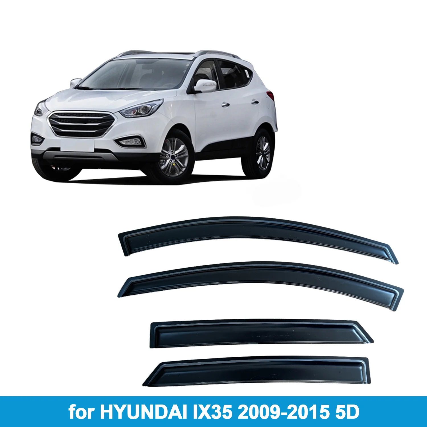 Фото Оконный козырек для HYUNDAI IX35 2009-2015 5D защита от дождя, боковой дефлектор, защита от атмосферных воздействий, лента для наружного крепления №1