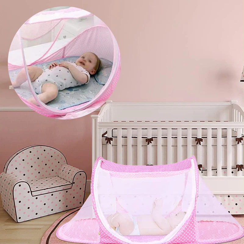 Baby Crib Netting Portable Foldable Baby Bed Mosquito Net Polyester Newborn Sleep Bed Travel Bed Netting Play Tent Children images - 6