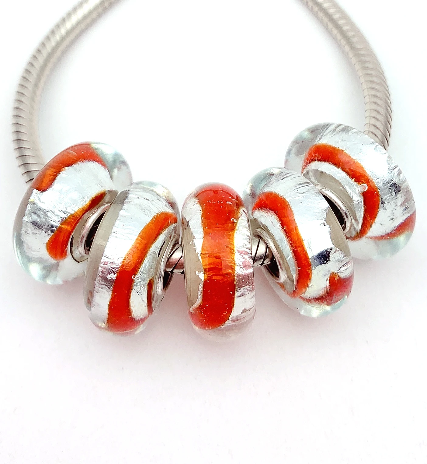 

YG299 5X 100% Authenticity S925 Sterling Silver Beads Murano Glassbeads NEW Fit European Charms Bracelet Diy Jewelry Lampwork