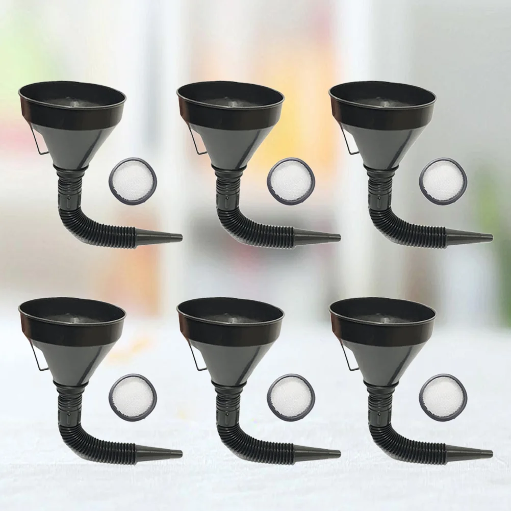 

6Pcs Professional Thickened Engine Oil Fluids Gasoline Liquids Kerosene Funnel Auto Motorcycle Plastic Funnel with Mesh Screen