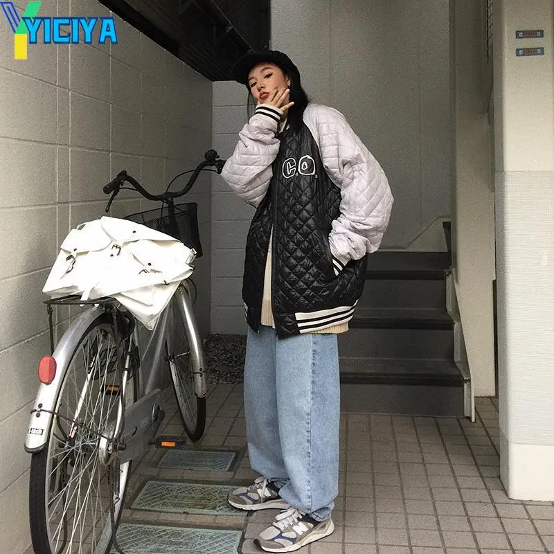 YICIYA Winter Jackets 2023 Woman Parkas Loose Thick Patchwork Women's Clothes All-Match Long-Sleeved Jacket Casual Ladies Coats