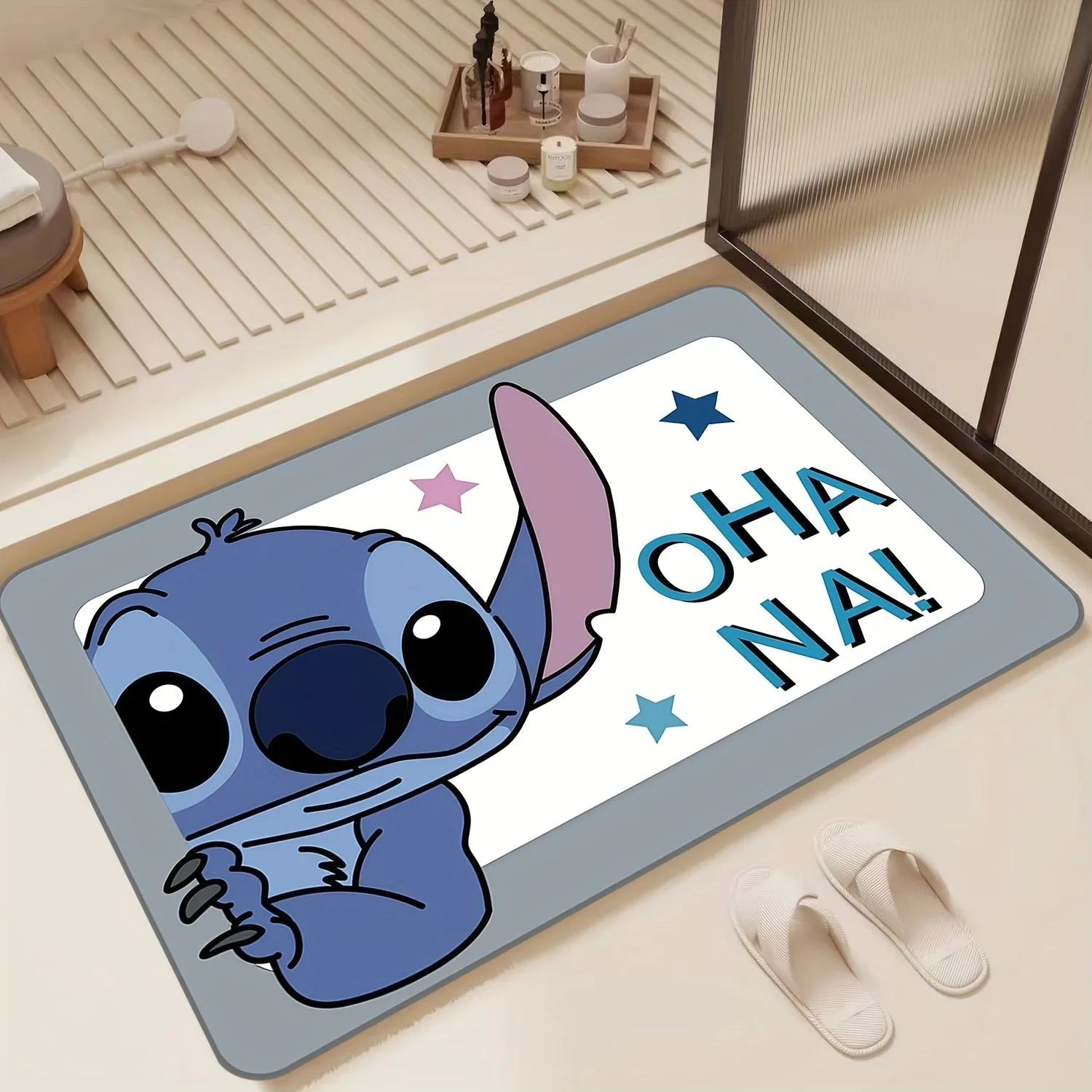 

Stitch's Ohana Love MatSoft, впитывающие и нескользящие, коврики для ванной комнаты, коврики для йоги, украшение для дома