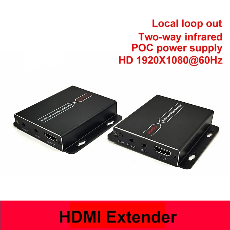 

1080P 60m HDMI-compatible Extender Repeater Over Cat6 Cat7 Ethernet Cables with IR Function RJ45 Transmitter TX/RX Extender Loop