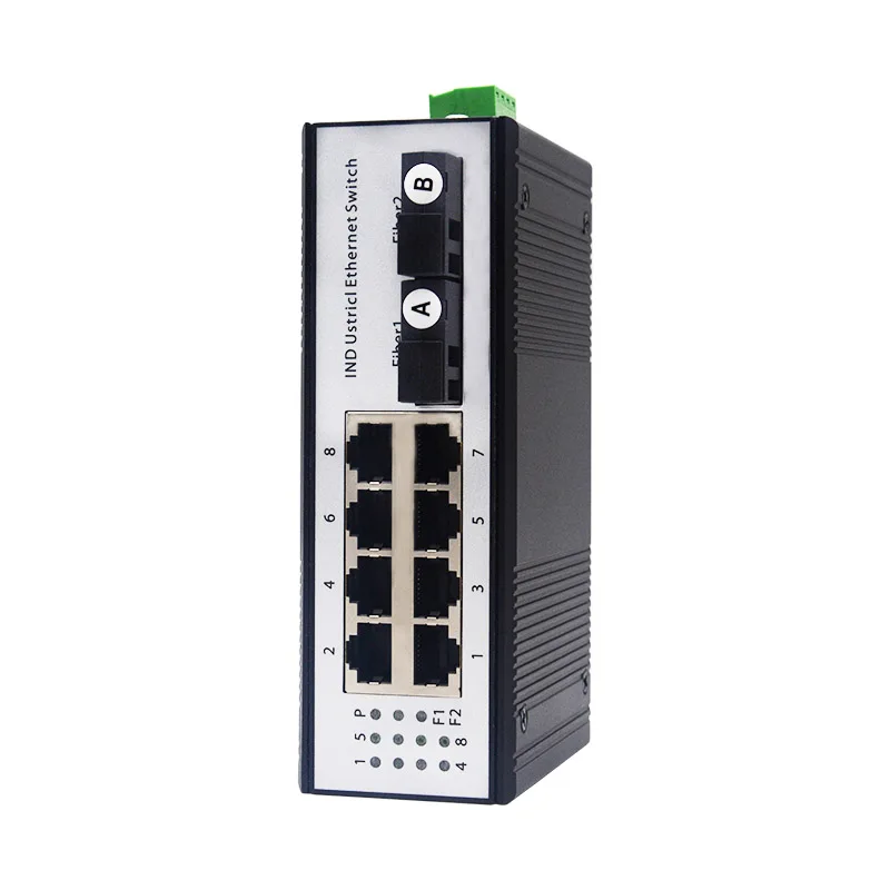 Фото Хит продаж: промышленный медиаконвертер SC-RJ45, 100 Мбит/с, 2SC, 8RJ45, Ethernet, DIN-рейка, оптоволоконный медиаконвертер, 20 км. №1