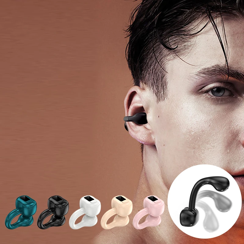

bluetooth-compatible Ear Clip Mini Earphones Bone Conduction Earphone Long Standby New 2023 With Mic Earbud Hooks