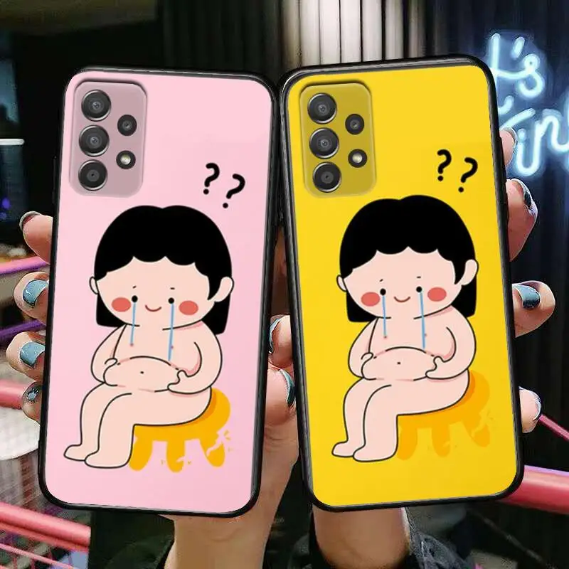 

Fat cute little girl Phone Case Hull For Samsung Galaxy A70 A50 A51 A71 A52 A40 A30 A31 A90 A20E 5G a20s Black Shell Art Cell Co