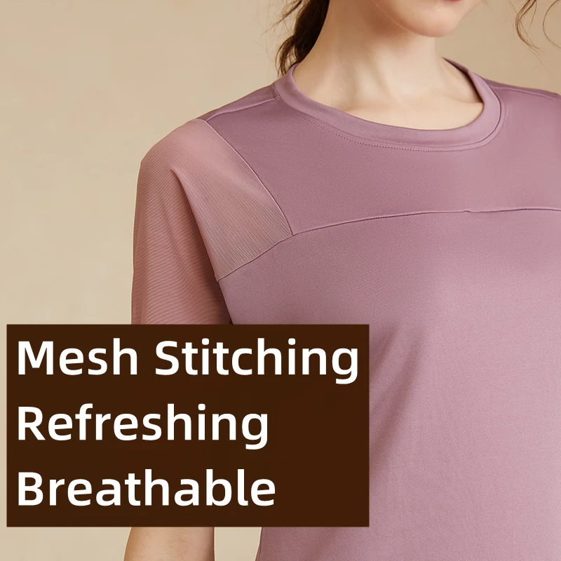 2022 Summer Mesh Breathable Yoga Shirts Woman Sports T-shirt Gym Workout Short Sleeve Fitness Clothes Tops Ladies Gym Tee