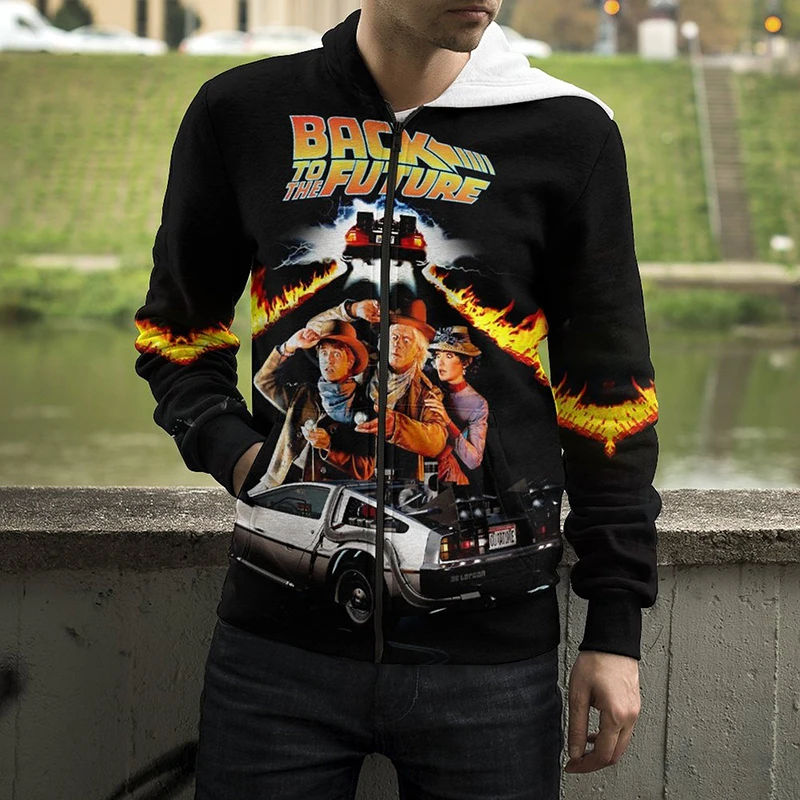 

Толстовка с капюшоном на молнии с 3D-принтом из фильма «Назад в будущее»