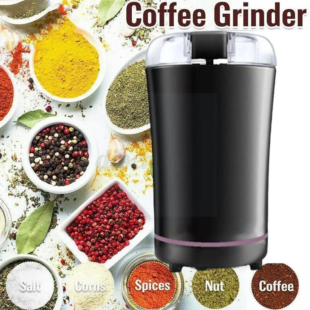 

Mini 220V Electric Coffee Grinder Cafe Grass Nuts Herbs Grains Grinder Pepper Flour Tobacco Machine Coffee Spice Beans Q2V8