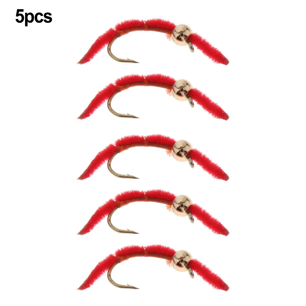 

5PCS Fly Fishing Bait Bionic Red Worm Bait Trout Bait Crucian Carp Fishing Lures Fishing Quick Sink Fly