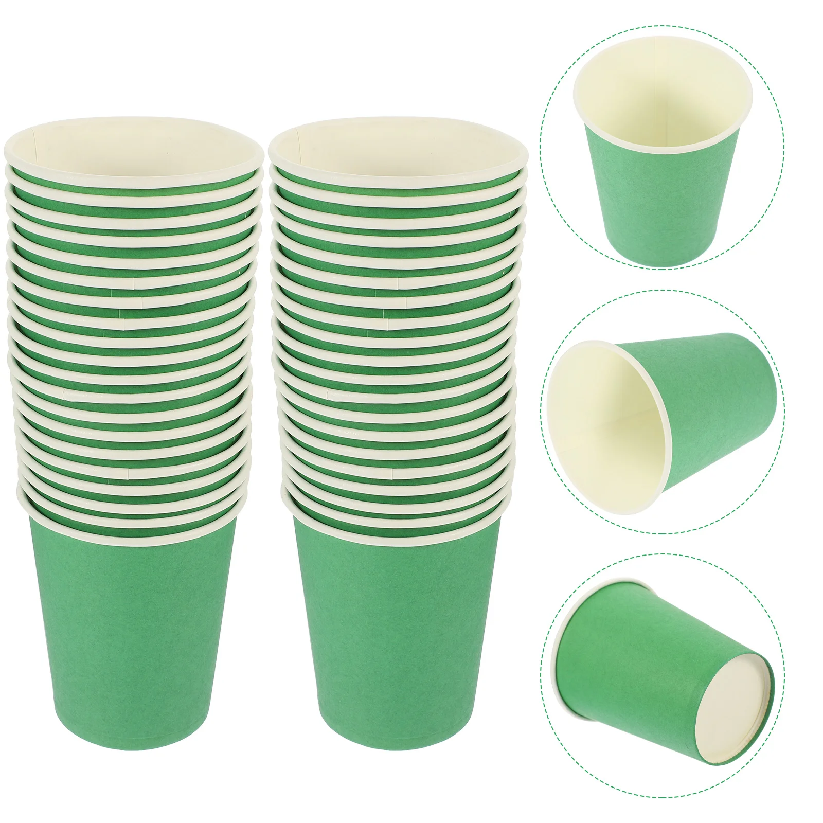 

50 Pcs Green Paper Cup Cups Thicken Festive Food-grade Beverage