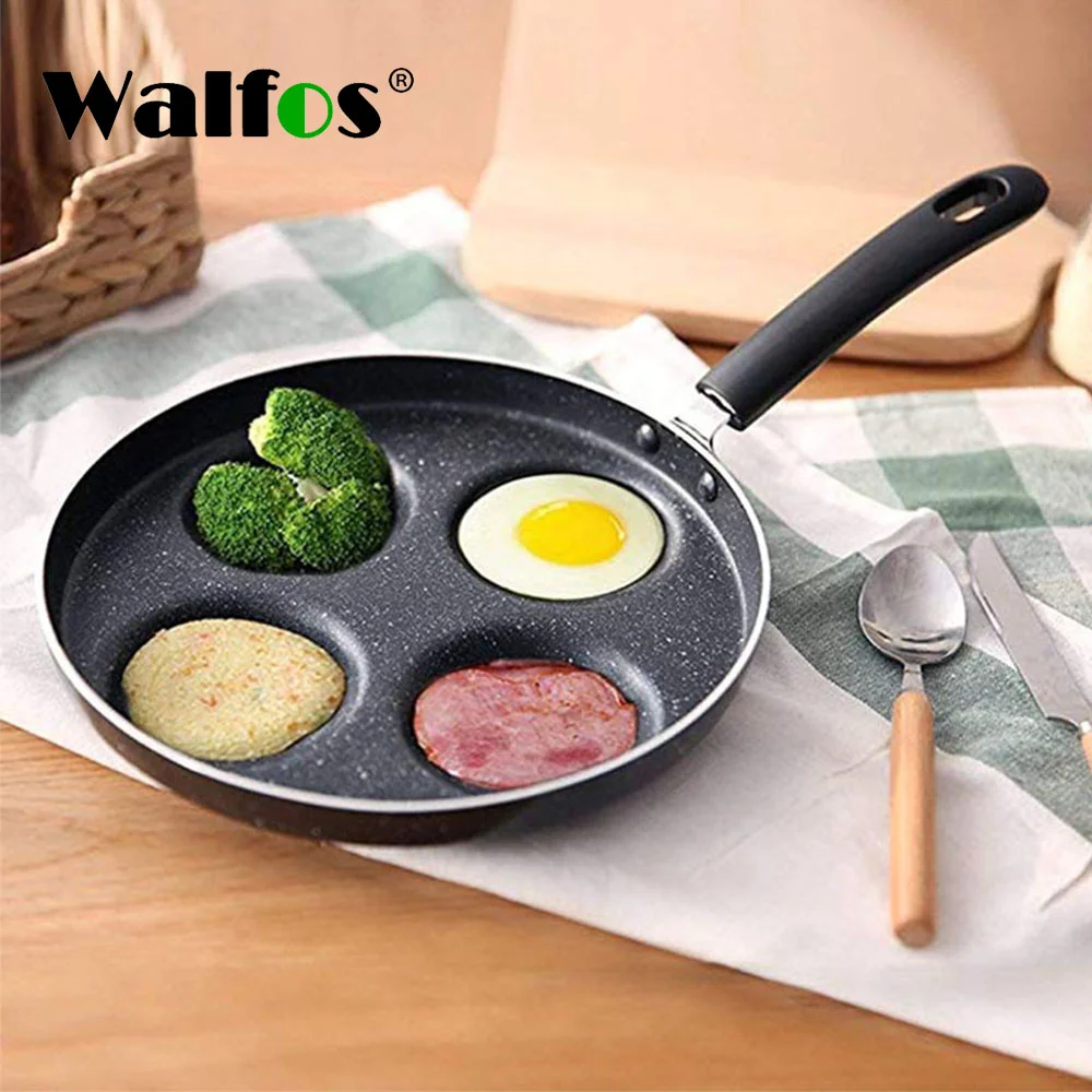 

Сковорода Walfos с четырьмя отверстиями, сковорода, утолщенная, не прилипающая, для приготовления яиц, стейков, ветчины, блинов, кухонная посуд...