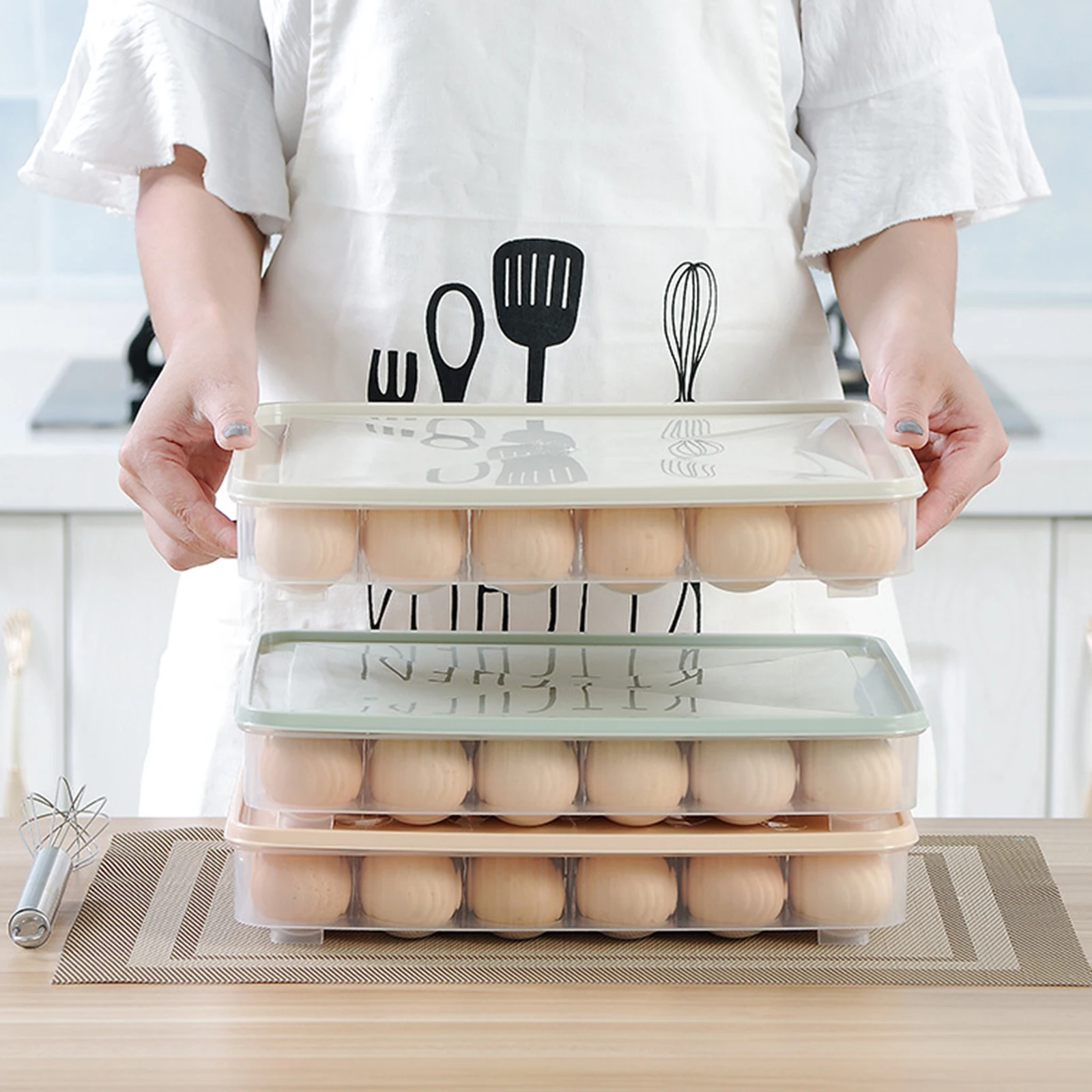 

Портативный пластиковый контейнер для яиц, держатель для яиц с 24 ячейками, штабелируемые органайзеры для хранения в морозильной камере, кон...