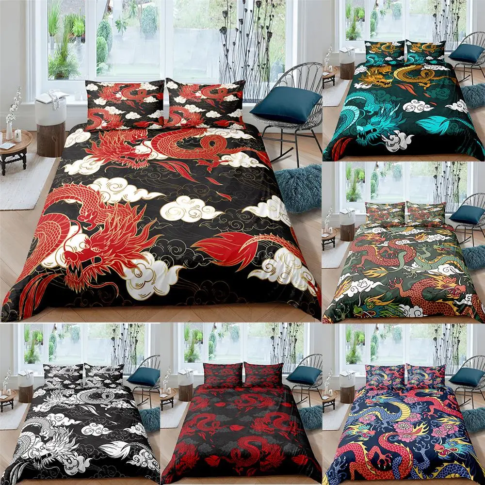 

Bedding Set 3D Dragon Printing Bedclothes Duvet Cover Set Pillowcases Comforter Bed Sets King Queen Twin Single Home Textiles