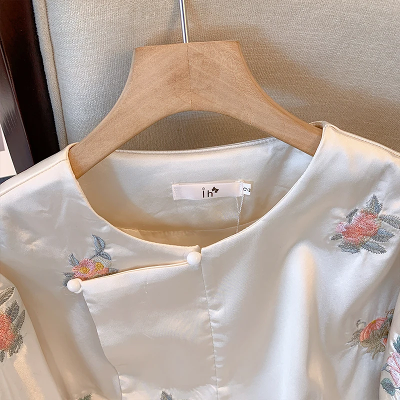 Женская винтажная куртка в китайском стиле топ с круглым вырезом и