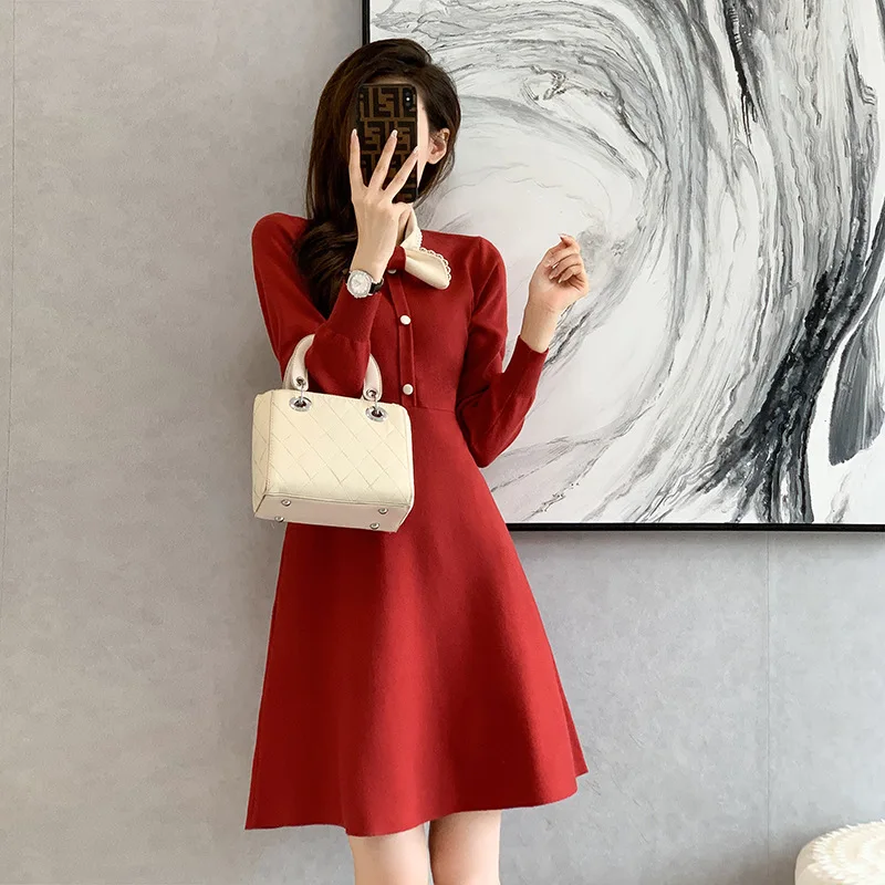 

High Quality 2023 Elegant Hollow Out Design Women Dress Female Evening Party Autumn Winter Crop Top Clothes Casual Y2k Robe