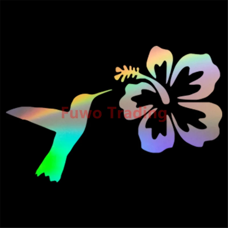 

Fuwo Trading Creativity Car Stickers Hummingbird Hibiscus Flower Glass Laptop Truck Door Window PC Decal Sunscreen Waterproof