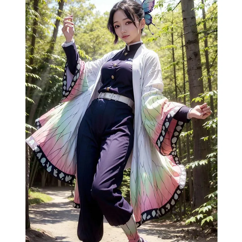 

Demon Slayer Cosplay Costume Anime Shinobu Haori Wig Kimono Uniform Coat for Woman Halloween Costume Cosplay Kochou Shinobu