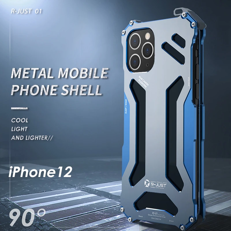 R-just Aluminum Phone Cover Cases For Iphone 12 Iphone12 Pro Max 2020 Cnc Armor Shell Metal Aluminum Protection Phone Shell Case