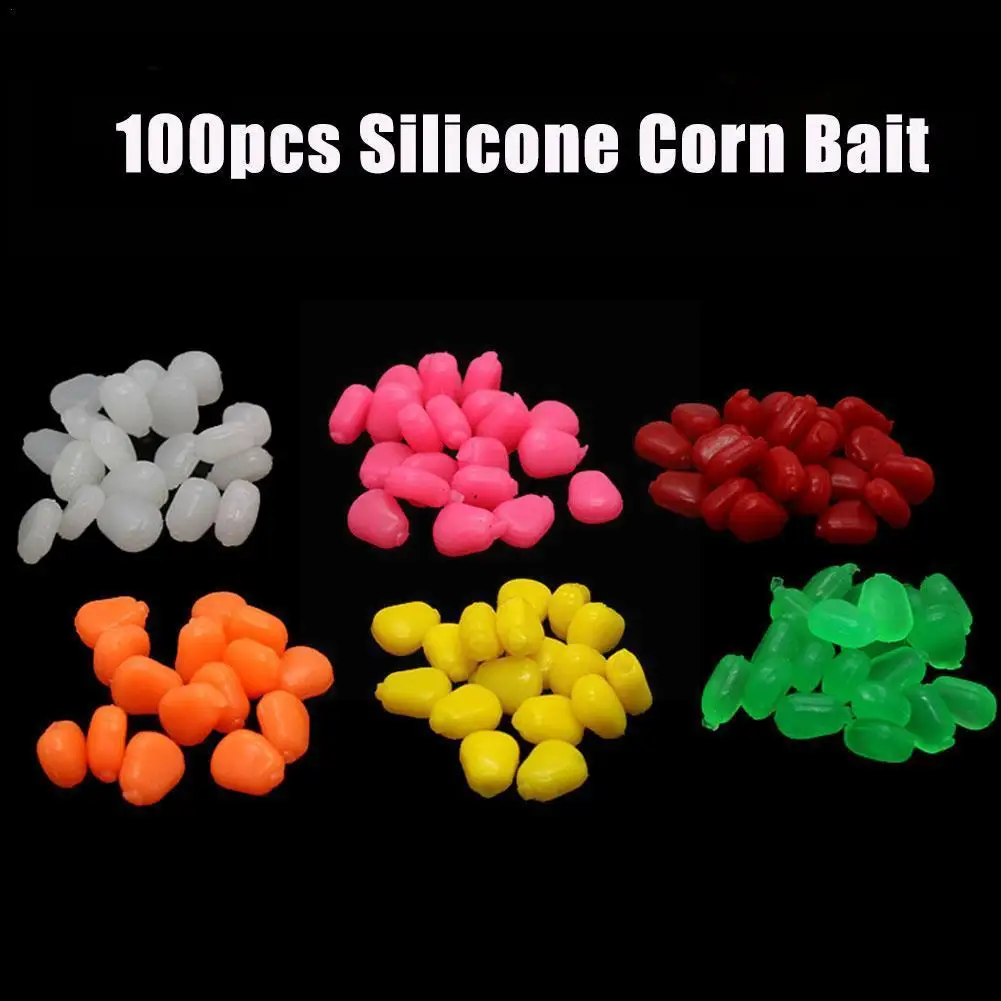 

100pcs Silicone Corn Smell Soft Bait Floating Water Fishing With Cream of Baits Corn Rubber Smell the Artificial Lures Carp O1V0