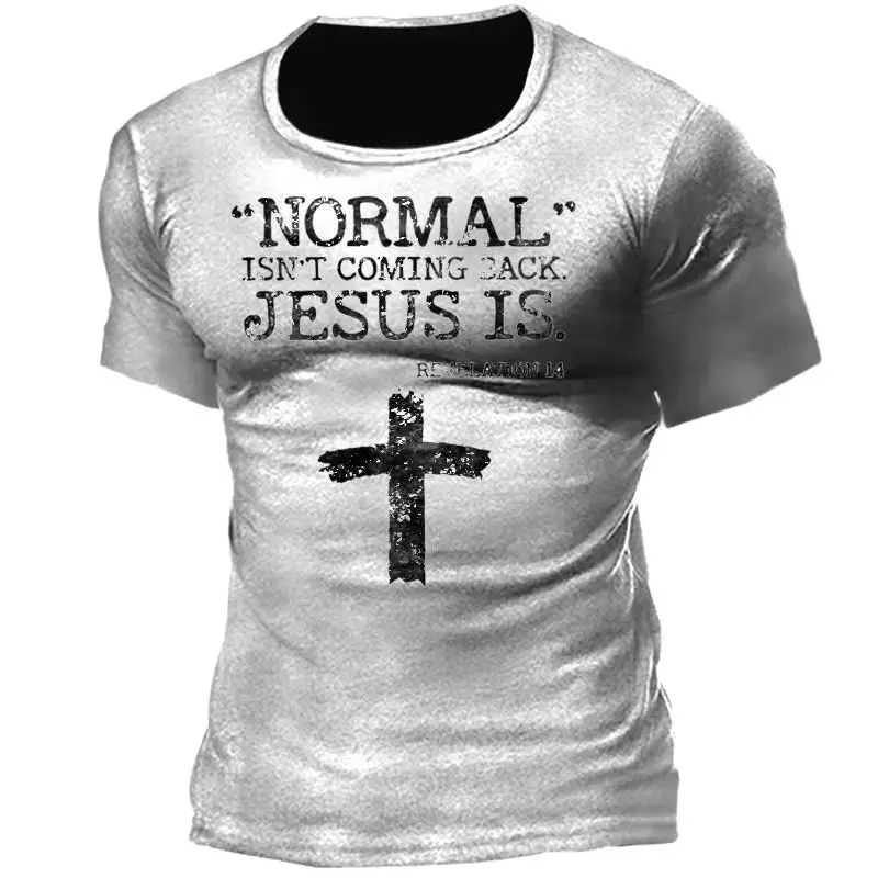 

Мужская хлопковая футболка с коротким рукавом, Повседневная футболка с 3D-принтом и надписью Креста, лето 2022