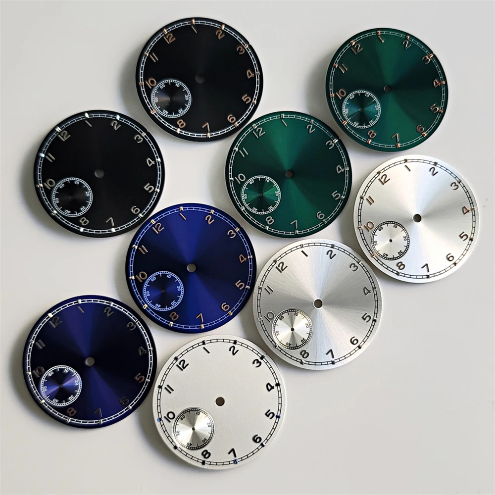 Silver/Blue/Black/Green 37mm Watch Dial for ETA 6497 Movement Watch Accessories 9 O'clock Position ETA6497 Movement Dials