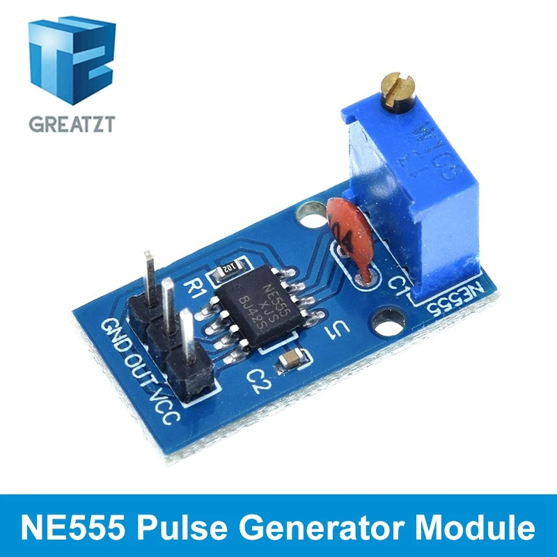 Модуль GREATZT NE555 с регулируемой частотой импульсов и коэффициентом заполнения, генератор прямоугольных сигналов 5В-12В для Arduino Smart Car (art.: 3920db4054bd7) - 3920db4054bd7