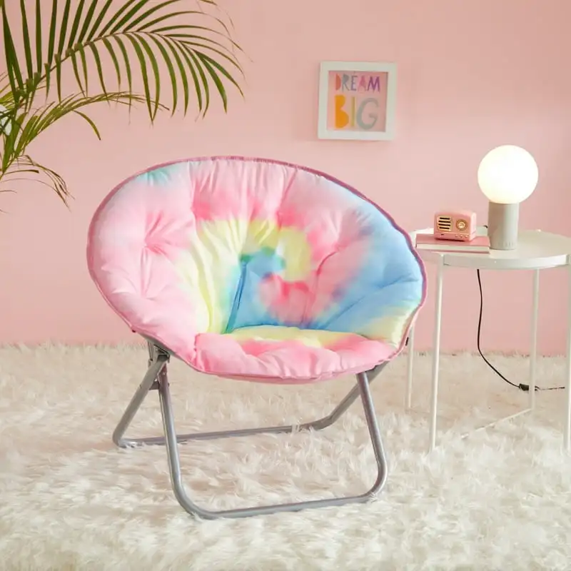 

Faux Fur Saucer Chair with Holographic Trim, Multiple Colors Stool chair Chair for dining table Desk chair Plywood chair Outdoor