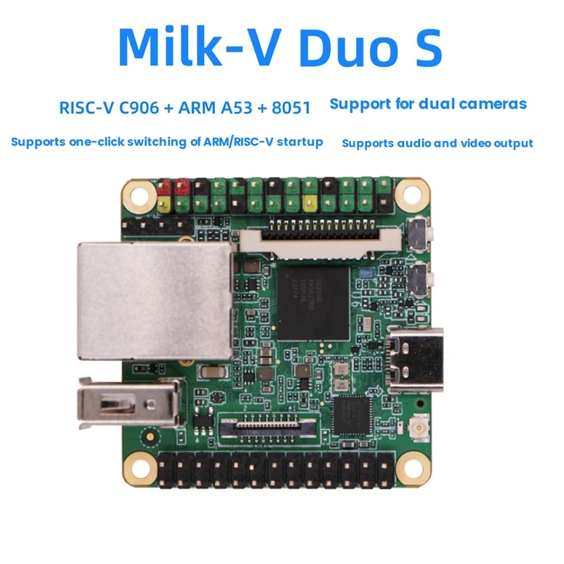 Milk-V Duo S 512M-WIFI Development Board RISC-V Linux Wifi6/BT5 100Mbps Network Port 512MB SG2000 Module