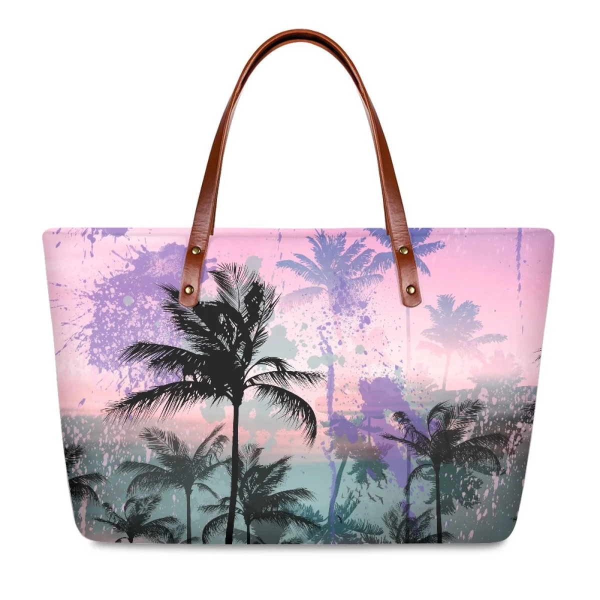 

Красочная сумка с тропическим принтом дерева, модная трендовая женская сумка для покупок, с рисунком под заказ