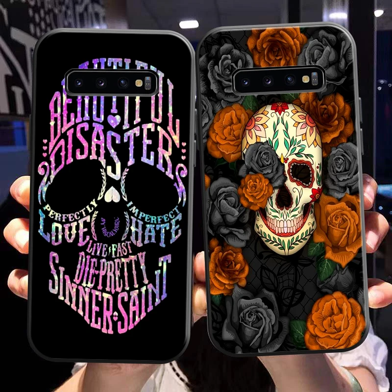 

Rose Skull Grim Reaper Diablo For Samsung Galaxy S10 S10 Plus S10E S10 Lite S10 5G Phone Case Black Soft Silicone Cover