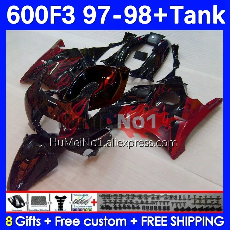 

Body+Tank For HONDA CBR600FS CBR 600F3 600 F3 CC 97-98 flames red 3No.88 CBR600 F3 FS 600CC CBR600F3 97 98 1997 1998 Fairings