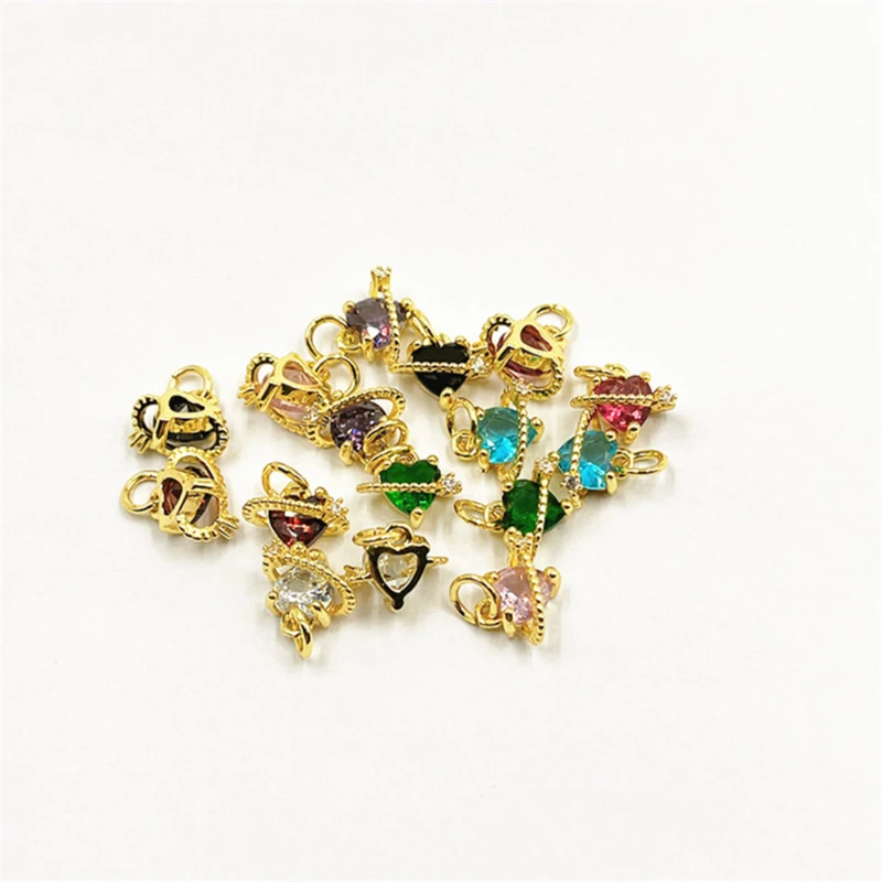 

Fashion Simple Zircon Peach Heart Pendant Handmade DIY Ladies Jewelry Accessories Love Glass Rhinestone Jewelry Making Charm