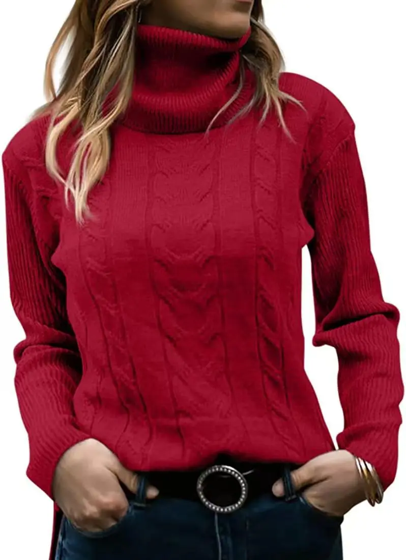 

2023 Autumn/Winter New Solid Color High Neck Knitwear Retro Long sleeved Sweater Women's Wear