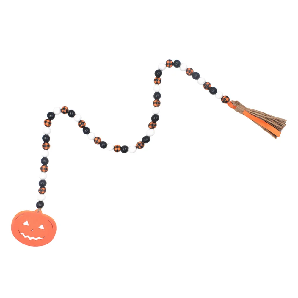 

Tassel Wooden Bead Garland Wooden Beaded String with Pumpkin Pendant