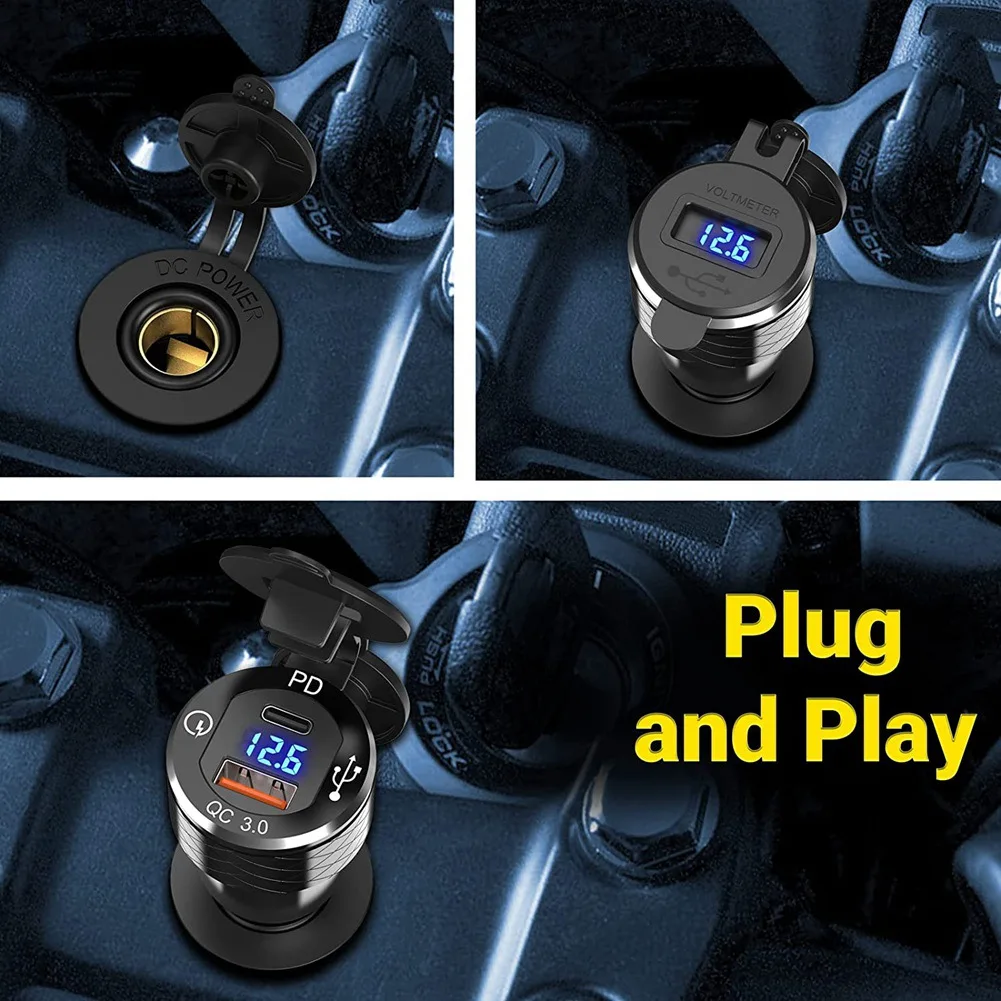 Фото Модернизированная USB-розетка PD 3.0 Type C с быстрой зарядкой и выходом USB, а также розетка QC 3.0 мощностью 18 Вт с вольтметр №3