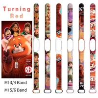 disney turning red strap is suitable for xiaomi 3456nfc mi band cartoon anime figure printing wristband watchband kids gifts