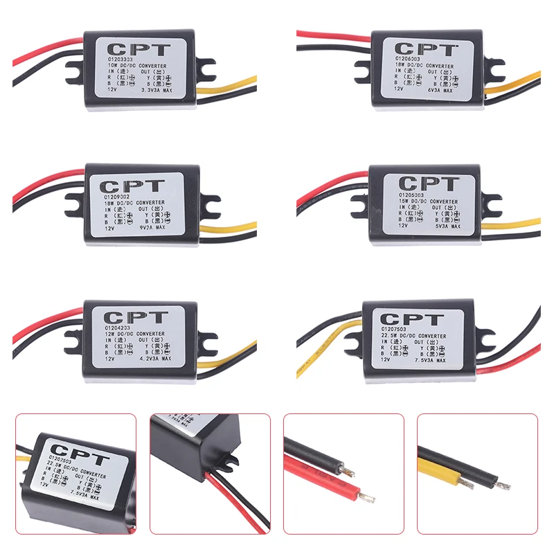 

12V to 5V 3A Voltage Converter Waterproof Power DC DC Converters 12V to 3.3V 4.2V 5V 6V 7.5V 9V 3A Buck Step-down Module for Car