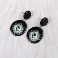 sun print black drop earrings for women girls 2022 new design party birthday wedding fashion jewelry acrylic dangle earring