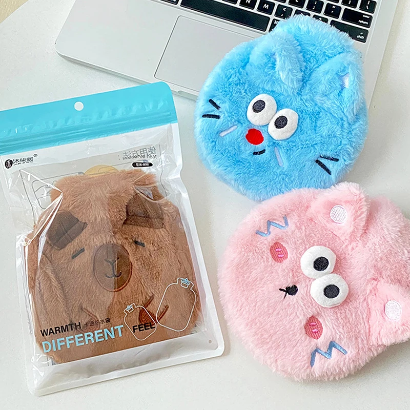 Плюшевый мешок для горячей воды 400 мл грелка рук с рисунком кота/капибары