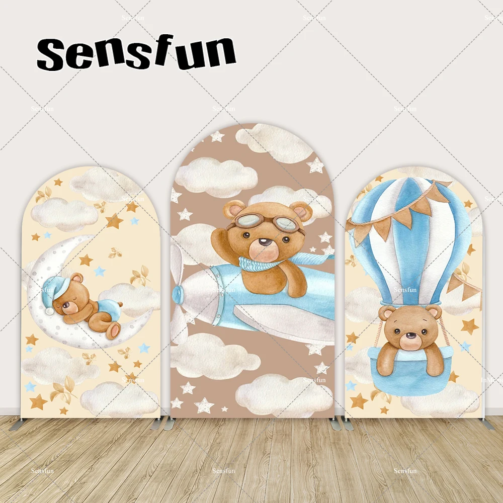 Луна Звезда Медведь О Детская Арка Крышка Фон Воздушный Шар Самолет Дети Baby Shower 1st